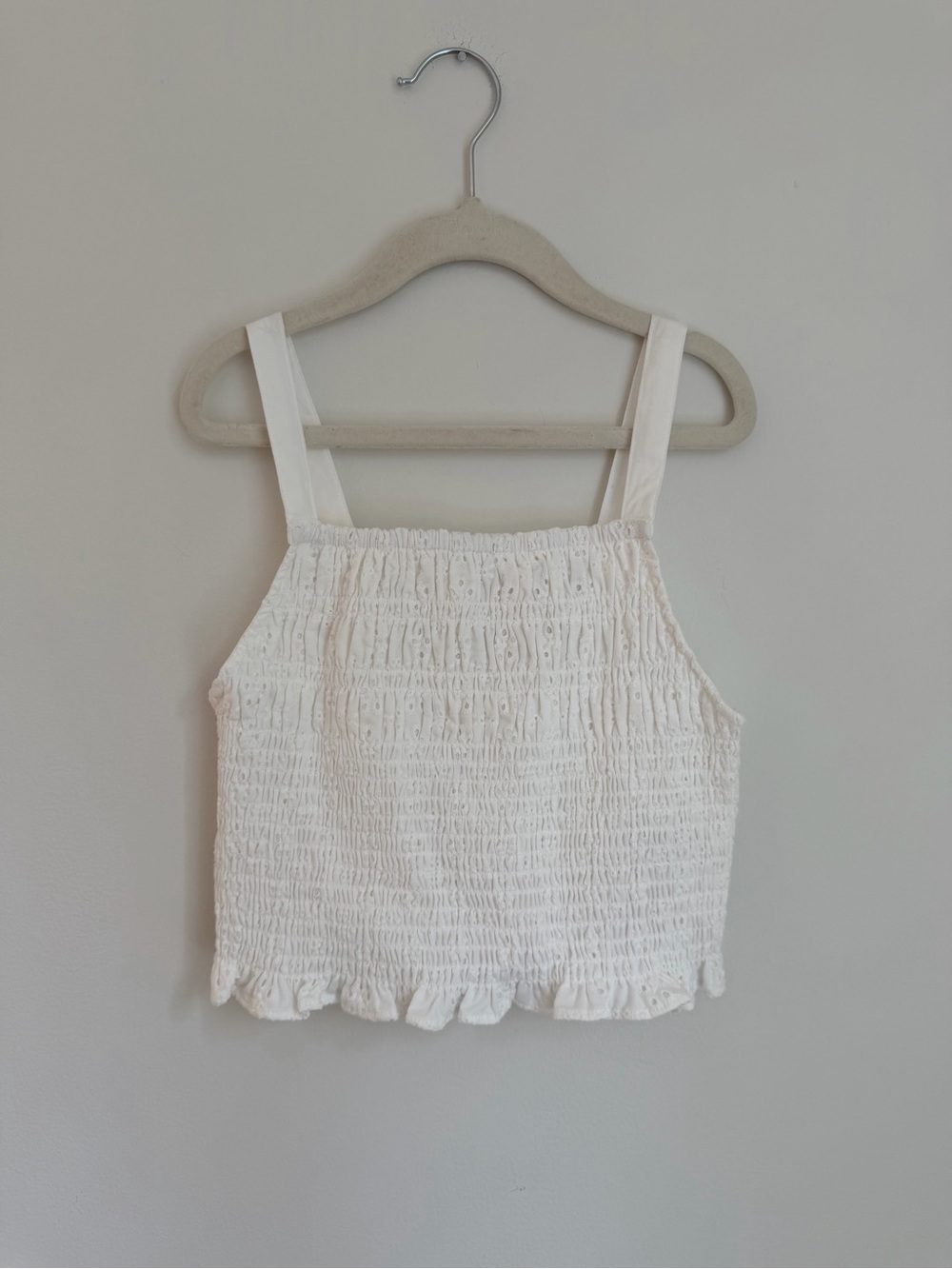 Zara Shirred Ruffle Hem Cropped Tank Top (Size 11-12)